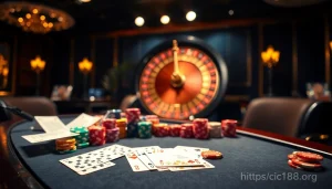 Experience the thrill of gambling at https://cpc188.org with a luxurious casino table set for action.