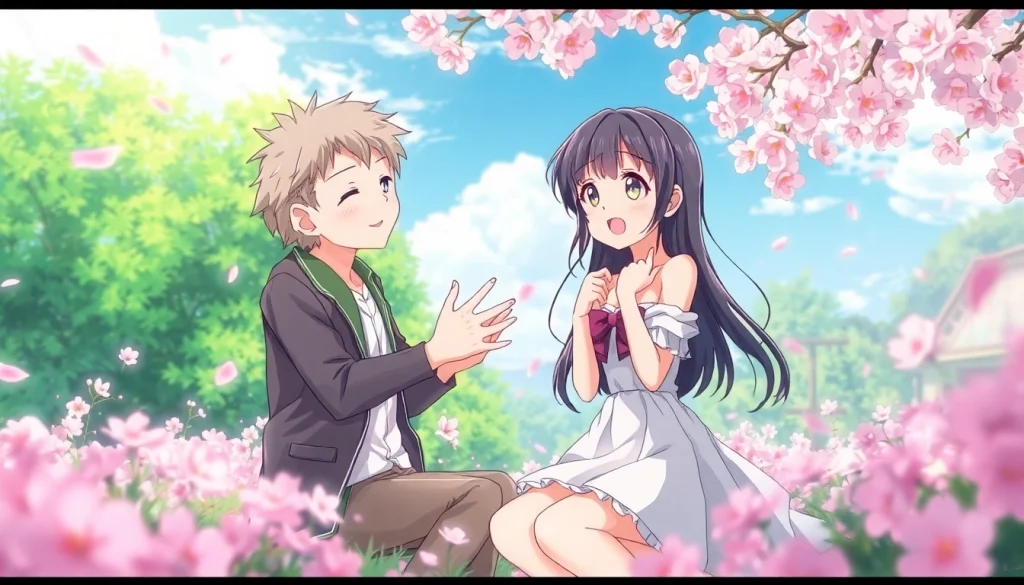 Exquisite anime sex scene with playful characters in a whimsical landscape.