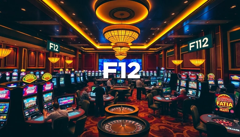 Players enjoying games and excitement at https://f122.com.br/ in a lavish casino setting.