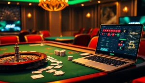 Exciting online gambling action with 6666bet highlighted through an elegant casino setup featuring poker chips and cards.