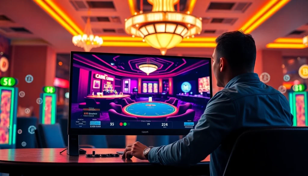 Jouer au meilleur casino crypto avec un écran dynamique et une ambiance immersive.