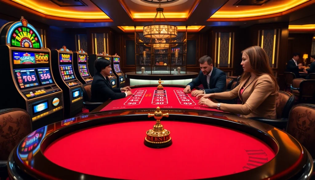 IWIN68 players enjoying a luxurious gaming experience at an upscale casino table with poker chips.