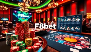Experience thrilling online gambling at F8bet with vibrant casino tables and engaged players.