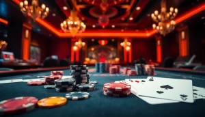 Jouer à des jeux de casino en ligne avec des jetons et des cartes sur une table élégante