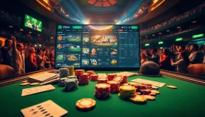 Engaging image depicting the excitement of meilleurs sites de paris sportifs with vibrant casino elements and sports betting interfaces.