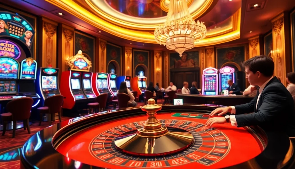 Engage with the excitement of live casino France featuring a luxurious roulette table and players.