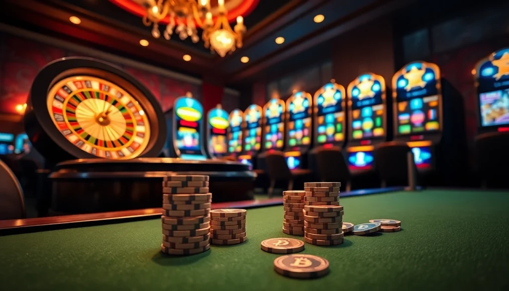 Engage in thrilling games at a casino crypto en ligne, featuring vibrant slots and roulette.