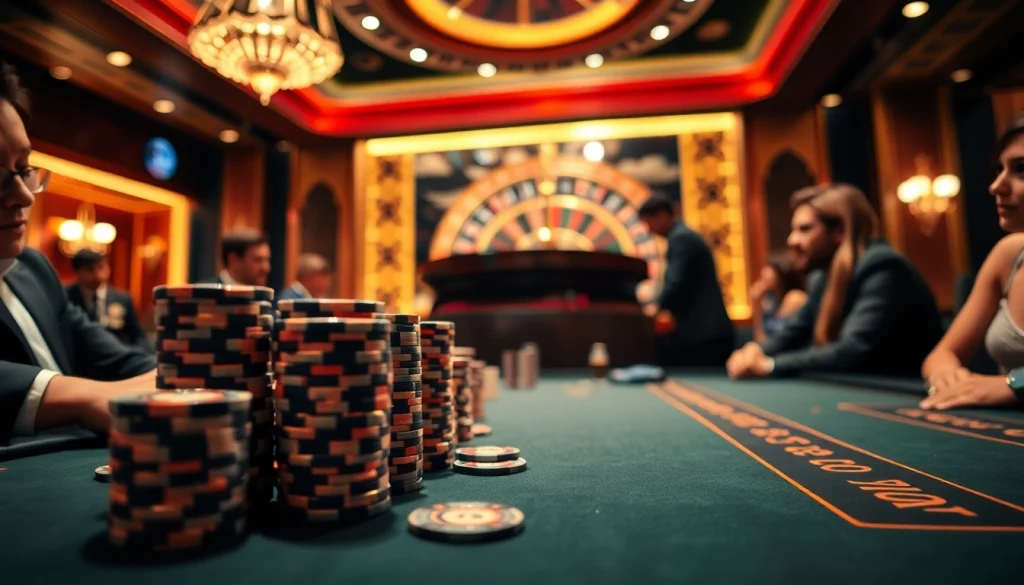 Experience thrilling high-stakes gambling at DH88 VIP casino with vibrant tables and dazzling decor.