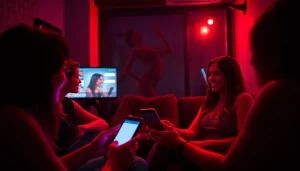 Engaging users in a vibrant sex chat room, showcasing modern digital interaction.