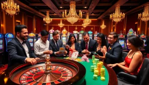 Engaging players at a bonus sans depot casino enjoying roulette and slot machines.