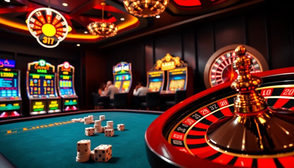 Players engaging with Lu88's exciting online gambling interface at a luxury casino.