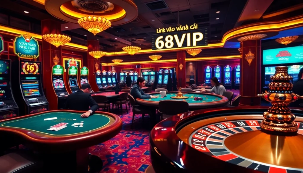 Engaging casino scene showcasing winning strategies at Link Vào Nhà Cái 68VIP with vibrant poker action.