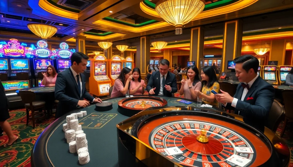 Experience the excitement at https://nohu90.ac/ with vibrant casino gaming tables and slot machines.