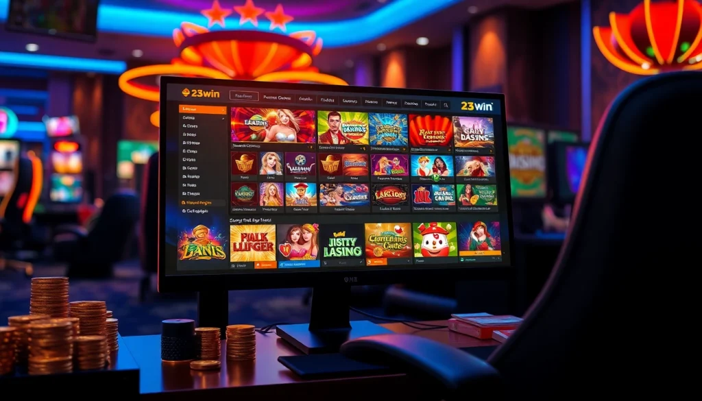 Engaging online gaming scene showcasing 23win casino games with vibrant colors and modern interface.