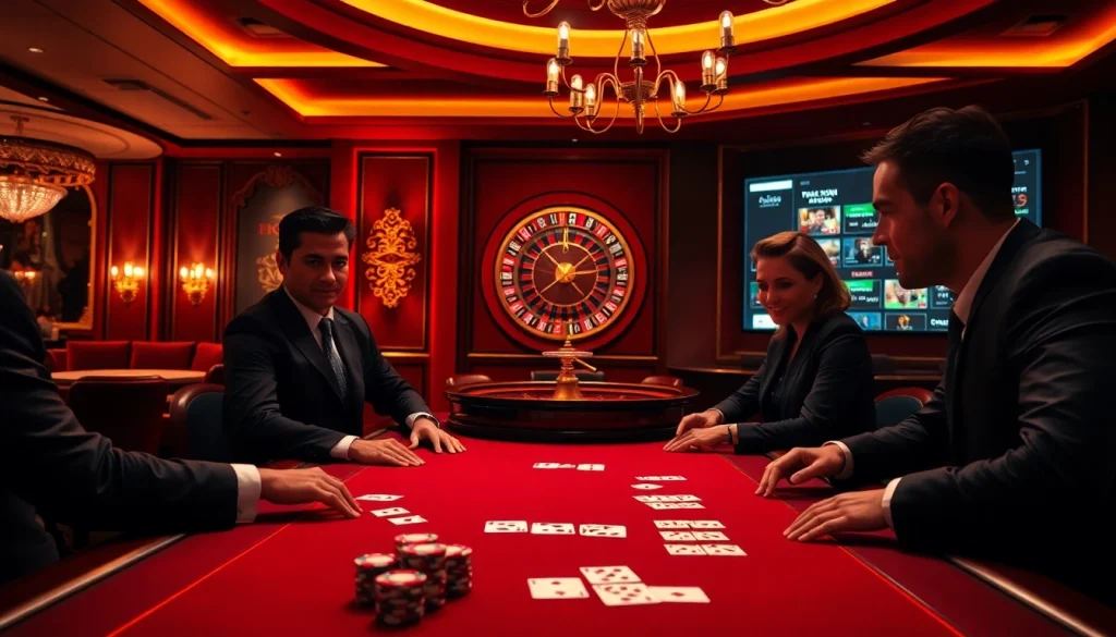 Exciting gameplay at a casino en ligne France, with players competing in a lively poker game.