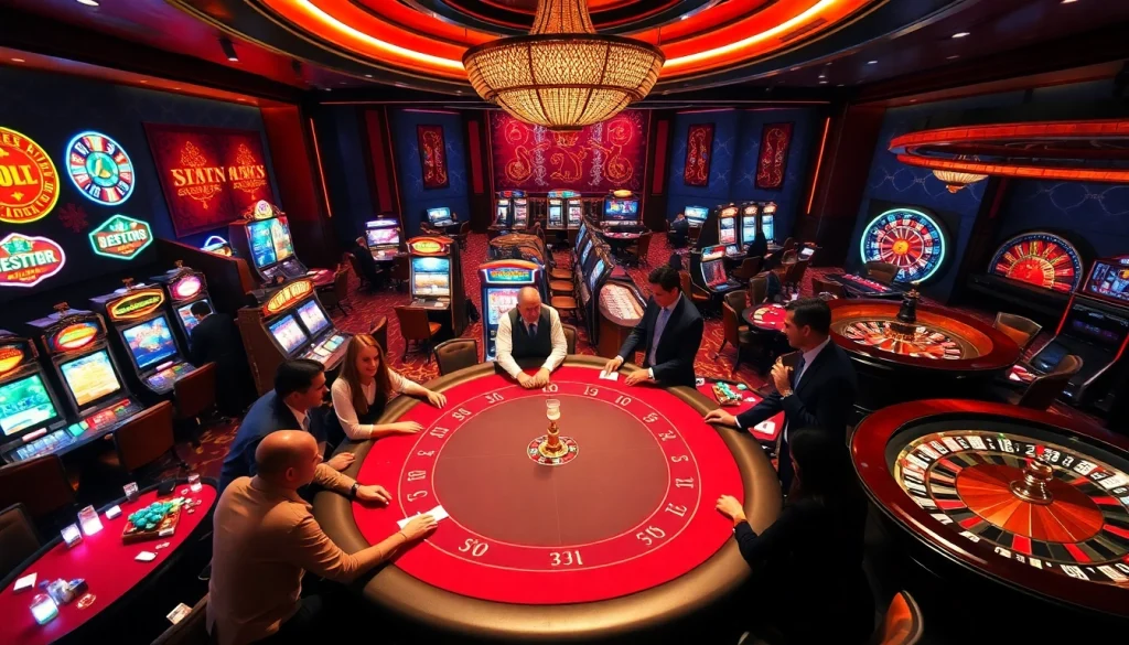 Engaging gambling scene featuring poker and slot machines at https://luongsontv23.com/ for high-stakes excitement.