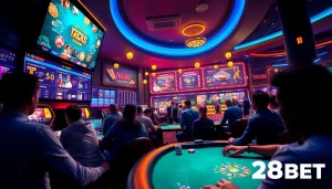 Exciting digital gaming experience at nhà cái 28BET with vibrant casino games and sports betting options.