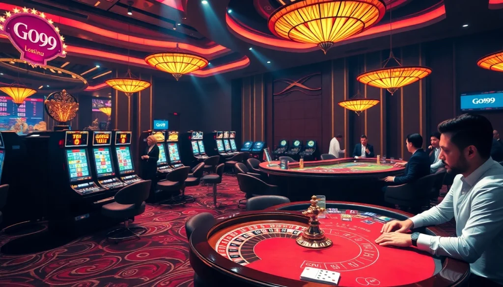 Play thrilling games on Go99's exciting online casino platform featuring vibrant slot machines.