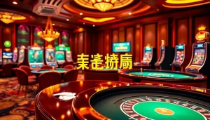 Engaging online casino interface showcasing包网 games and poker tables in a luxurious setting.