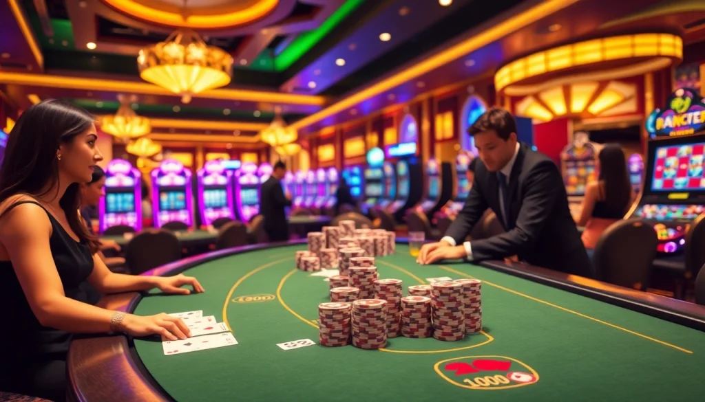Engage in thrilling gameplay at https://lucky88.ae.org/ in a vibrant casino atmosphere with poker tables and slot machines.