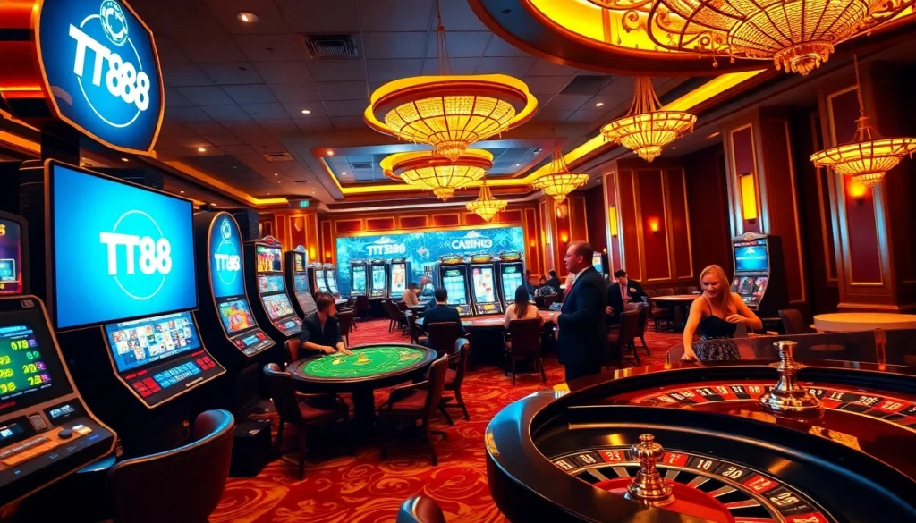 Experience the excitement of TT88 with luxurious gaming tables in an inviting casino.